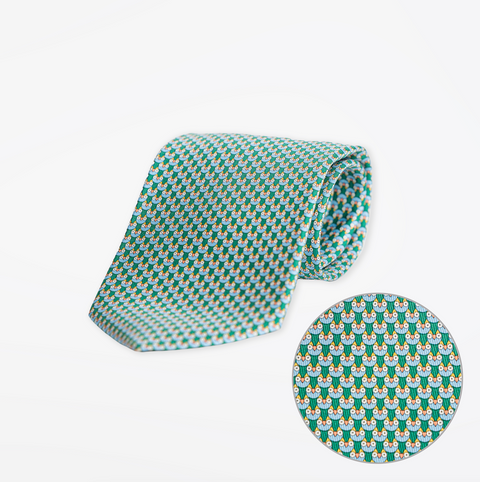 Ferragamo Owl Print Silk Tie