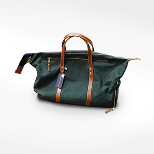 Large Waxed Canvas and Leather Duffle Bag